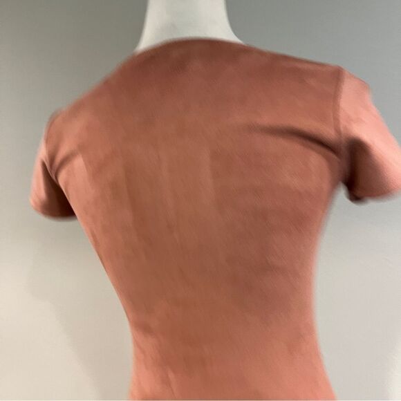 Windsor Tan sexy deep lace up v-neck short sleeve Mini velvet Dress size xs - Picture 7 of 12